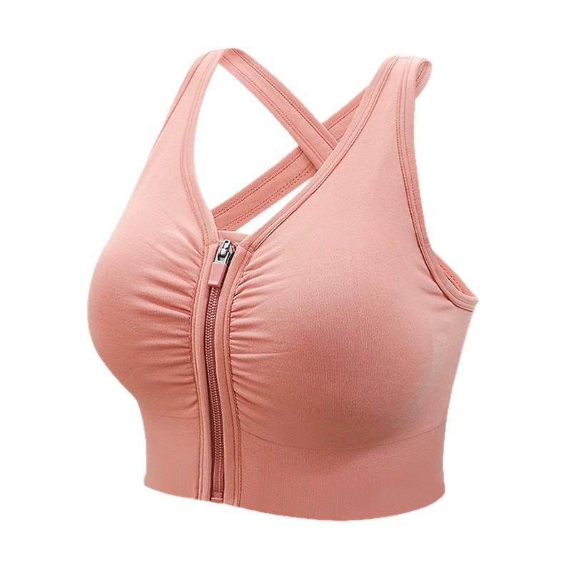 Women's Push-Up Shockproof Front Zip Sports Bra - Beautiful Back Support for Running, Fitness, Yoga