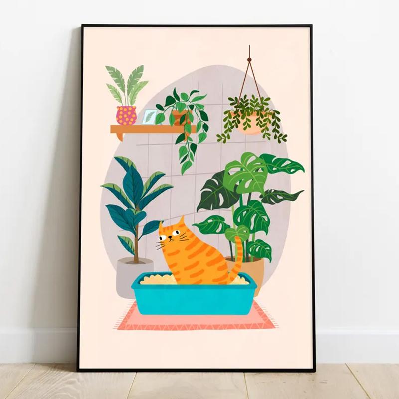 Black Cat Bubble Bath Art Canvas Poster Funny Cat Print Bathroom Mural Abstract Wall  Decoration Painting Home Gift Unframed