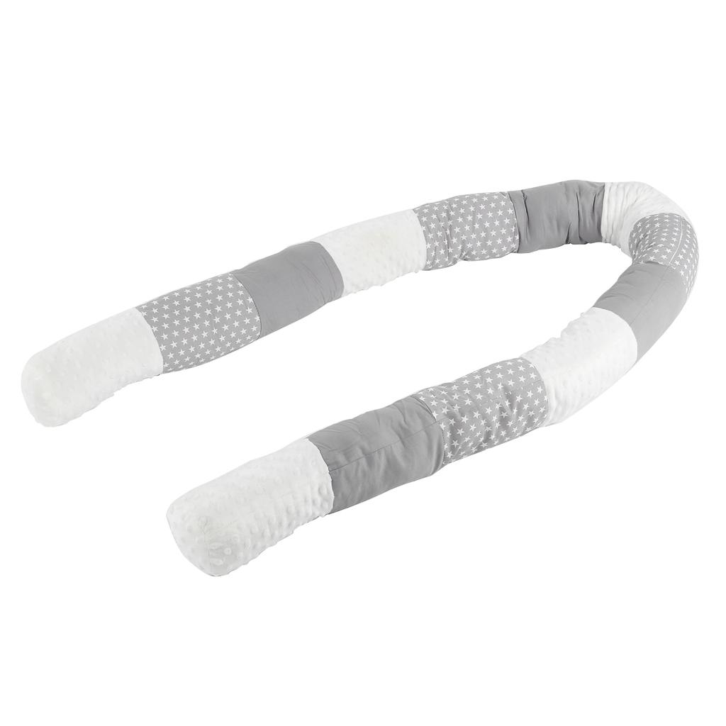 Baby Crib Bumper Cotton Snake Pillow Cushion Soft Infant Bed Protector Fence DecorGray Splicing