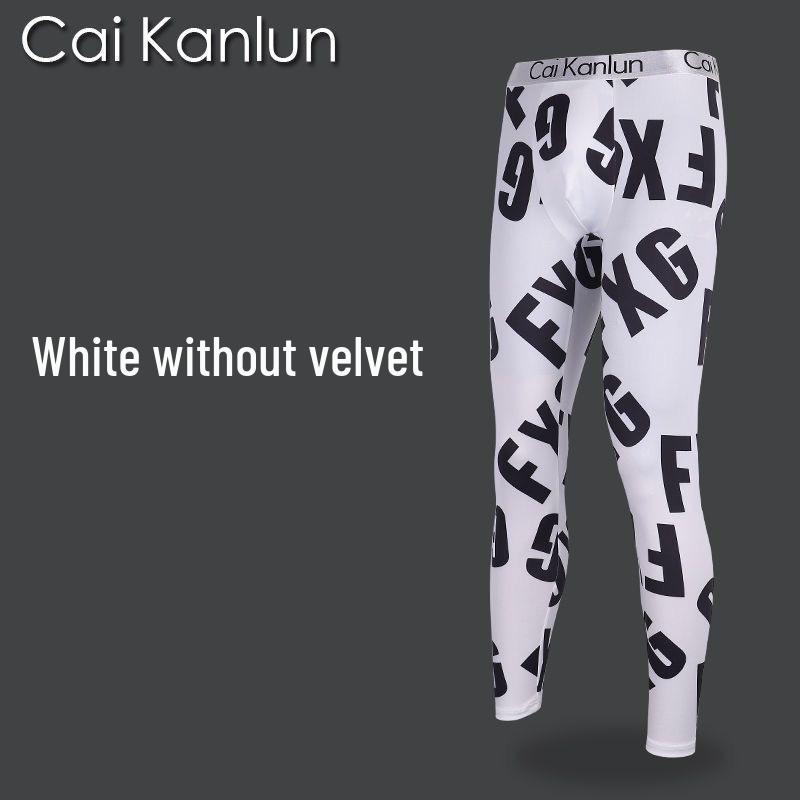 Men's Elastic Warm Base Layer Pants for Autumn & Winter - Teens & Students, Plus Velvet, Thin Style