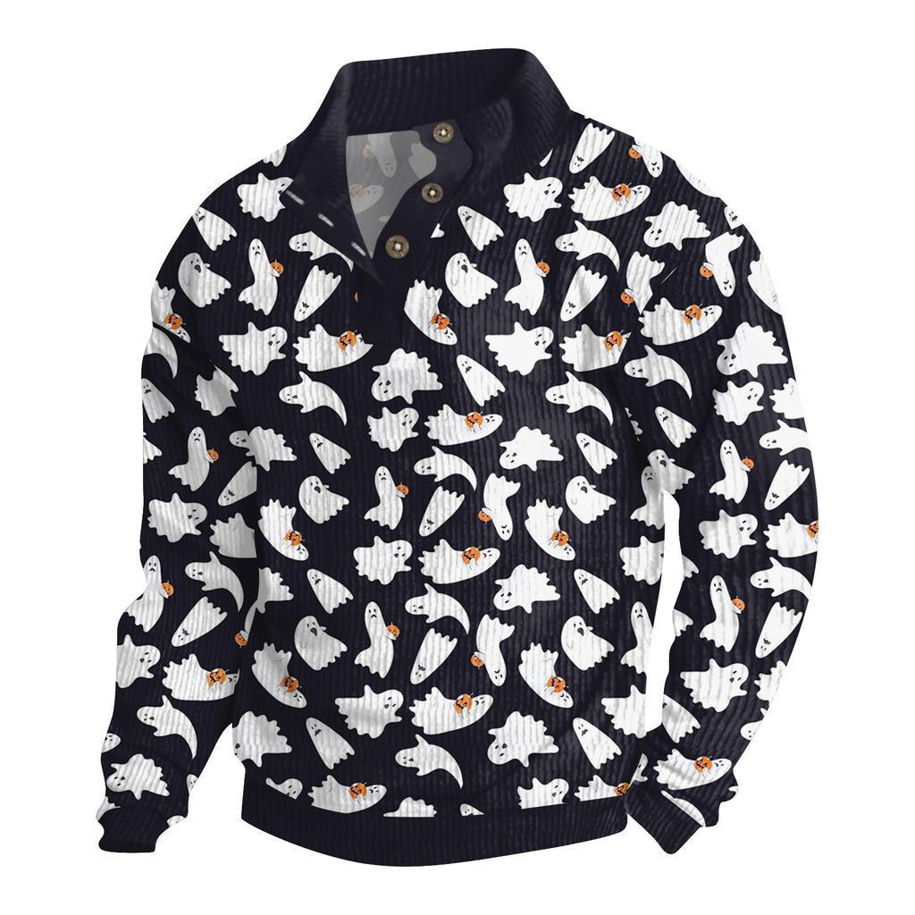 Men's Halloween Printed Corduroy Button Shirt
