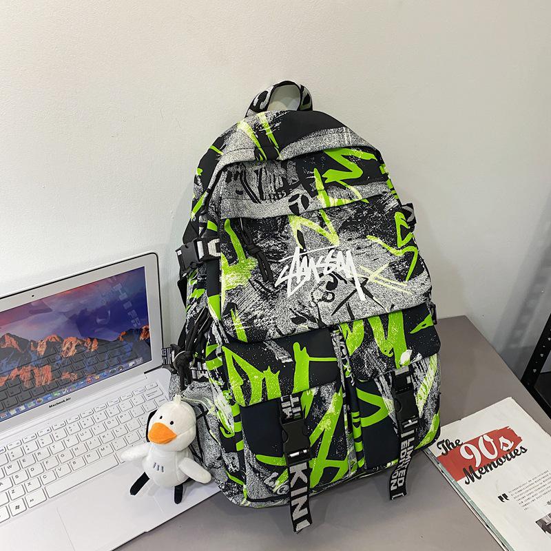Spot Graffiti Streetwear Lightweight Backpack for Students & Casual Use