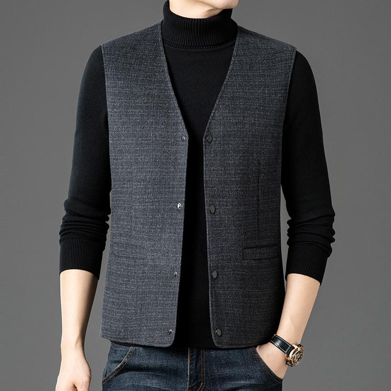 Middle-aged Men's Down Liner Wool Vest Vest Vest In Winter New Warm Vest Men's Wool Vest