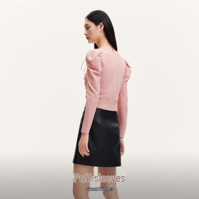 VEROMODA Ballet Style Puff Sleeve Tie Knit Top