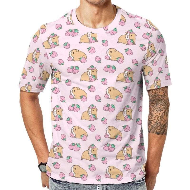 Tiger Animal Pattern 3D Printed T-shirt for Summer Casual Fashion Short Sleeved Top for Men, Cute Elements Round Neck Streetwear