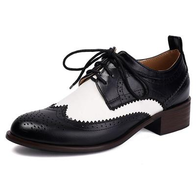 2025 New Vintage Women Pumps Round Toe Lace Up Block Heels 3.5cm Mixed Color Plus Size 45 46 47 48 Casual Daily Shoes