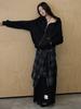 Holpeipeo Layered Sweat Maxi Skirt (Black)