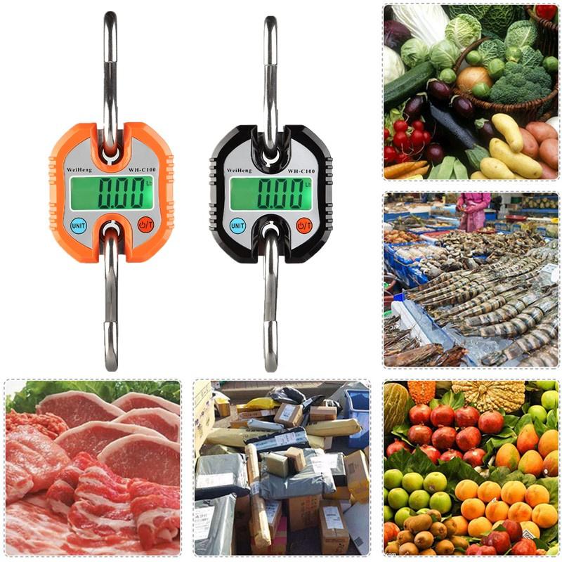 Mini Crane Scale 300kg 150kg 50g Portable Digital Stainless Steel Hook Hanging Livestock Scales Loop Heavy Duty Weight Balance
