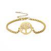 Vintage Lebensbaum Armband für Männer Frauen Edelstahl Schmuck Hochzeit Party Geschenkbox Kette Talisman Amulett Zubehör