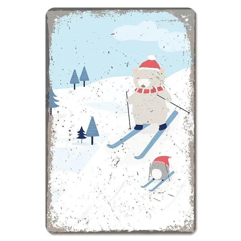 Alpine Skiing Posters Metal Tin Signs Plate Decor Retro Mountain Extreme Sports Snowboards Ski Home Wall Decor Room Decoration