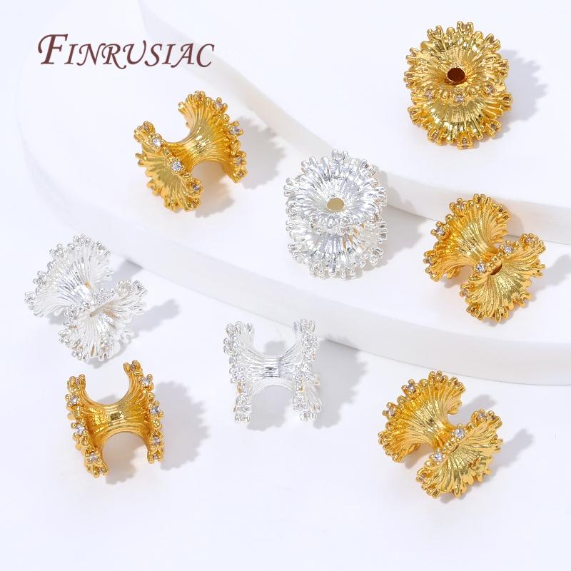 18K Gold Plated Brass Spacer Beads For Jewelry Making,Metal Separator Beads For Bracelets Accessories,Round Bead DIY Findings