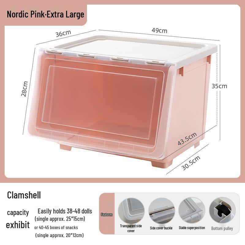 Side-Opening Extra-Large Stackable Plastic Storage Box for Living Room Toys