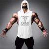 Muscleguys Muscleguys Brand Cotton Ermeløs skjorte med hettegenser Sportsklær gym Klær Fitness Menn Bodybuilding stringer tank topper singlets