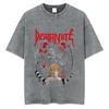 Anime Death Note Ryuk Yagami Light Vintage gewaschenes T-Shirt Herrenbekleidung Baumwoll-T-Shirt Mode Kurzarm-T-Shirts Streetwear
