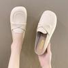 One Pedal Soft Leather Bag Head Half Drag Women's Shoes Summer Pregnant Women Wear Lazy Shoes Soft Sole Non-slip Doudou Casual Shoes