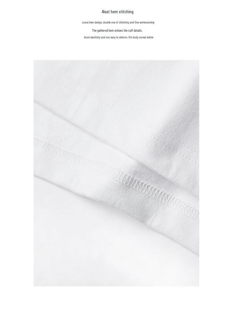 230g Heavyweight Combed Cotton Unisex Loose-Fit Black/White T-Shirt – Trendy Summer Short Sleeve