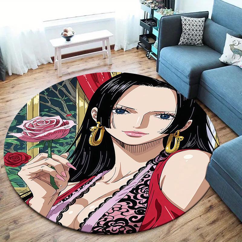 Anime One Piece Cartoon Round Area Rug Carpet Rug For Living Room Bedroom Sofa Playroom Decor Nonslip Floor Mat