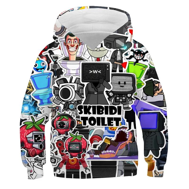 Bluza z nadrukiem Skibidi Toilet dla dzieci Jesień Zima Ubrania Dziecięca Bluza Titan Speakerman Bluzy dla chłopców Dziewczęcy Sweter z kapturem Cartoon
