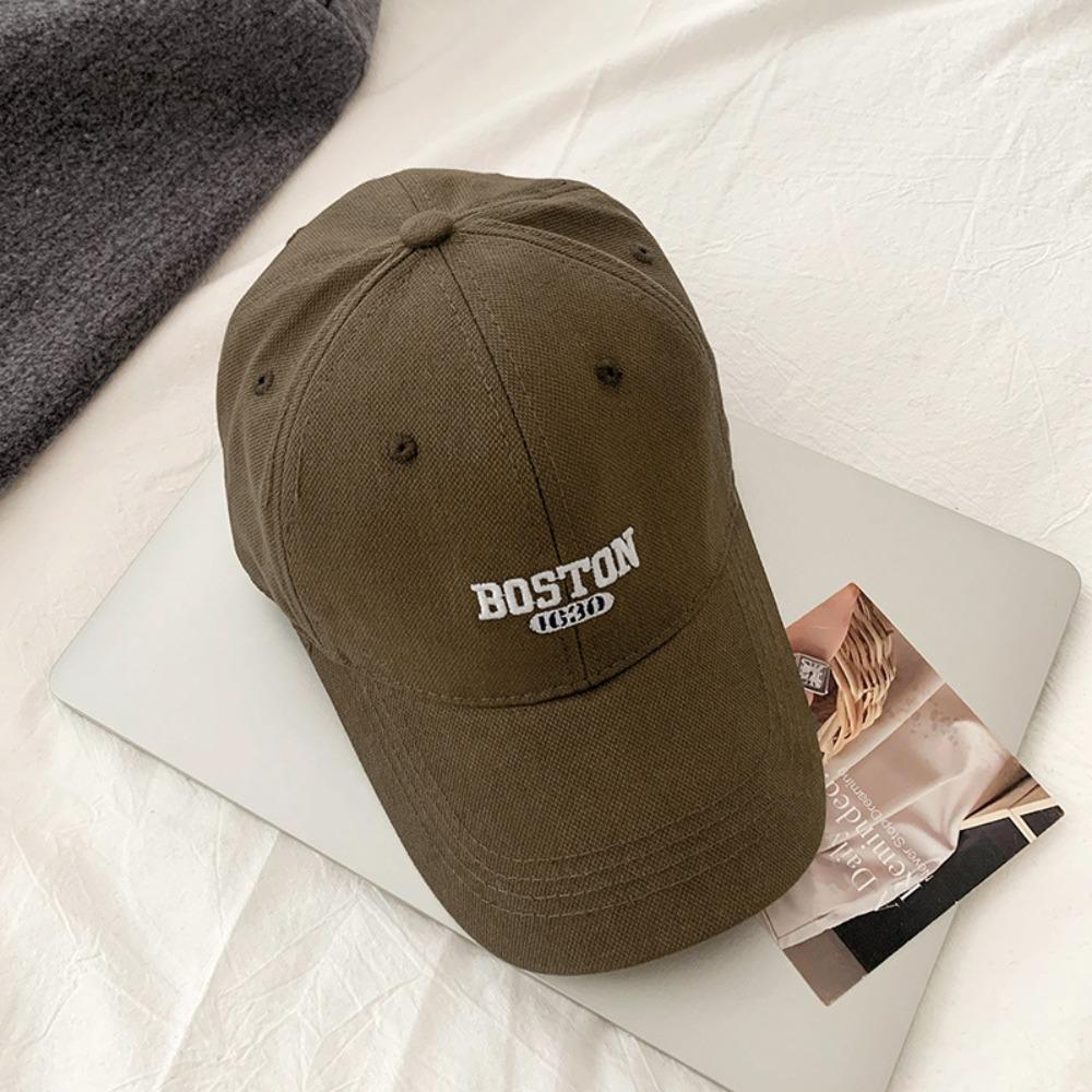 Big Size Baseball Cap Letter Embroidery Curved Brim Hat BOSTON Peaked Cap Men