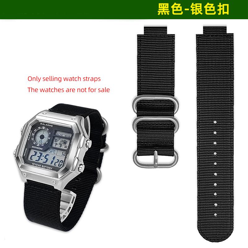 Nylon-Canvas-Uhrenarmband für Casio AE1200 AE1300 A158W/A159 A168 W-218H DW-H5600 Armband konvexe Aufnahme Herren Outdoor-Sport Armband
