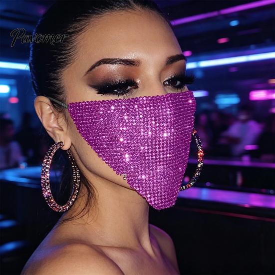 Rhinestone Eye Mask Sparkly Face Mask, Glitter Crystal Masquerade Bling Half Gorgeous Carnival Wear Covers for Women Halloween Costume Party