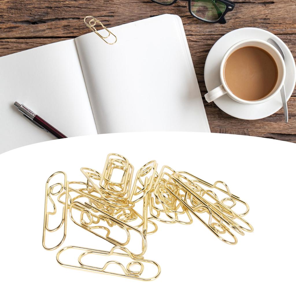 40pcs Carbon Steel Pen Clips Golden Pen Holder Clips Small Portable Pen Clips for Stationery Office