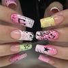 24PCS Nude Fake Nails with Colorful French Tip Reusable Long Lasting Press On Nails for Professional Nail Art Salon Supply