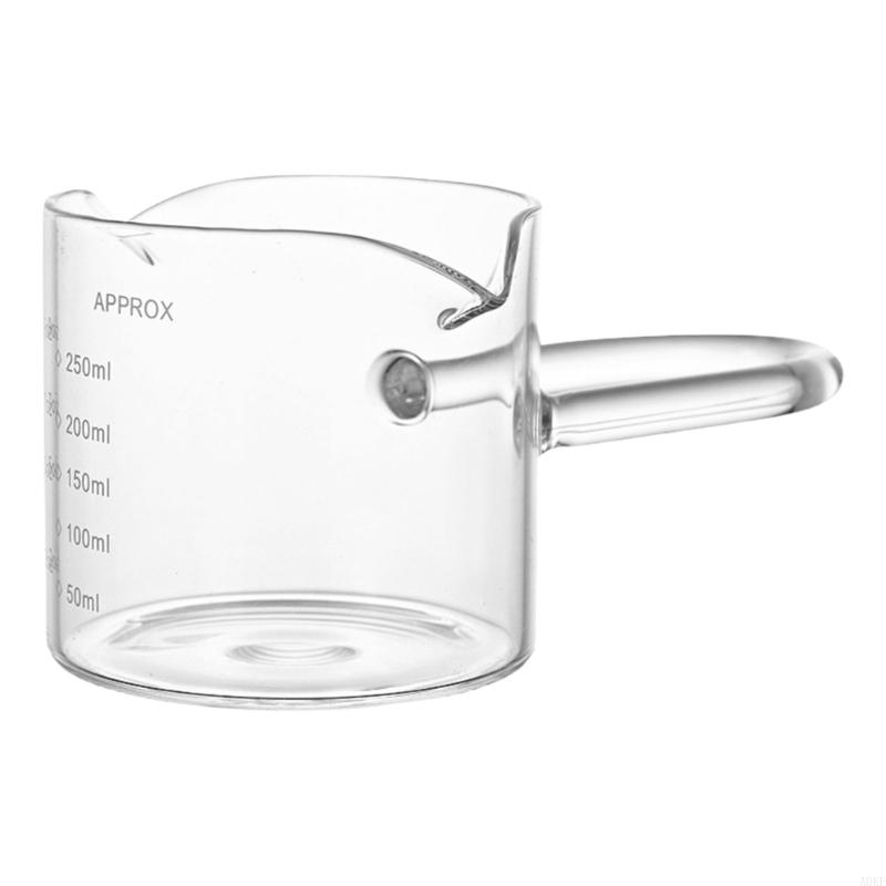 Transparent Espresso Milk Measure Pitcher Coffee Measuring Glass Cup with Handle A0KF