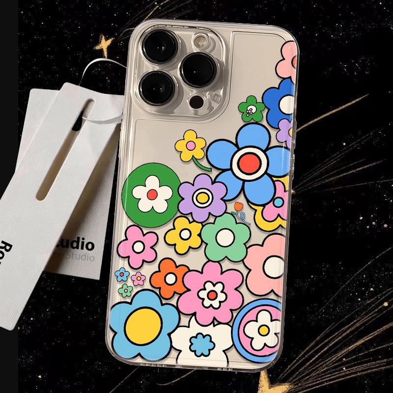 

Cartoon Flower Knot Transparent Phone Case for Apple 16/15/14 Pro Max, 13/12 iPhone 11