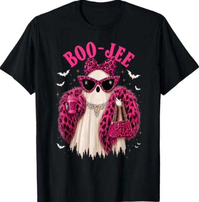 Halloween Boo JEE Pink Leopard Ghost Costume T-Shirt