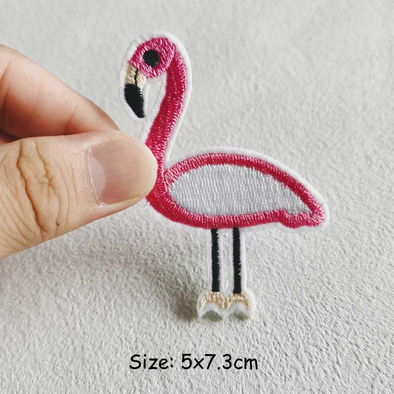 Flamingo Embroidery Patch Sewing Heat Press Appliqued Diy Jeans Clothes Stickers Parches Ropa Iron-On Patches Sewing Badge