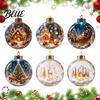 Holiday Ornament Ball Christmas with LED Lights Snow Scene Acrylic Clear Sphere Decor Shatterproof Xmas Tree Hanging Seasonal Party Supplies