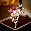 Rose Gold Zircon-set Floral Brooch with Elegant and Luxurious Design, Perfect Accessory for Clothes, Featuring a Pin