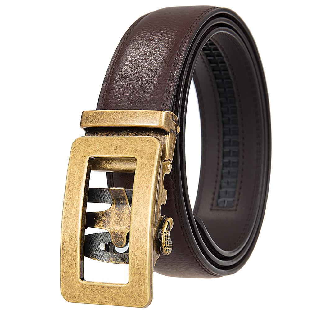 1Pcs Two-Layer Cowhide Automatic Buckle Belt, Men'S Belt, Business Belt Ly35-0838-1