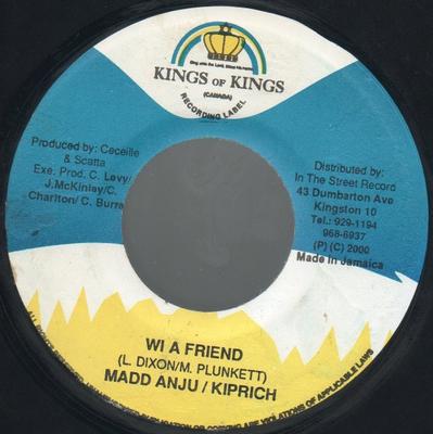 7inch Record MADD ANJU / KIPRICH - AISHA DAVIS - Wi A Friend / Best Of Me NONE Kings of Kings Jamaica Reggae, Ska & Dub Used