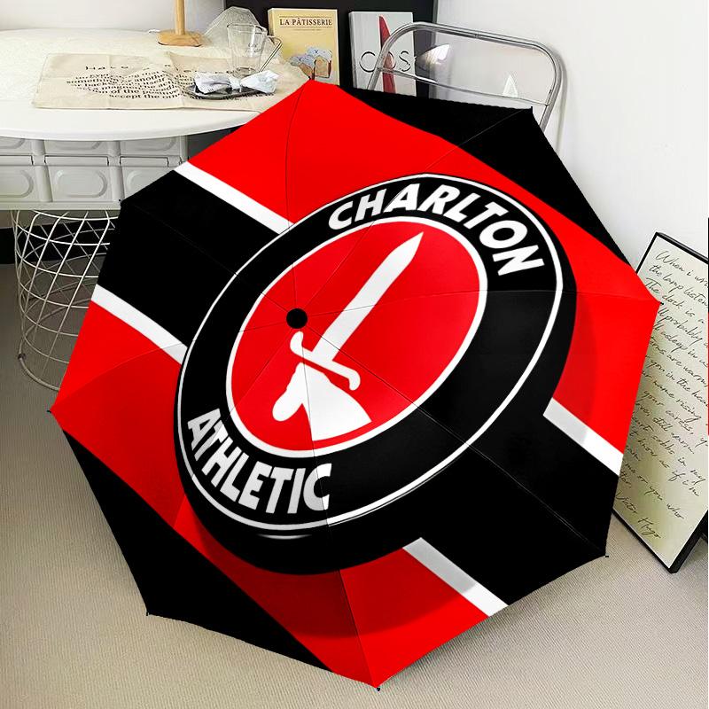 Charlton FC Crest Automatic Folding Umbrella - 8-Rib Travel Umbrella with Auto Open/Close & Portable Gifts for holidays or birthdays