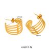 18K Gold Titanium Steel Ram Horn Heart C-Shape Earrings - Fashionable European & American Hollow Ear Studs