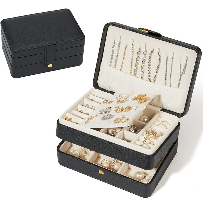 Scatola porta gioielli in pelle multistrato, custodia porta gioielli da viaggio per donna, per orecchini, anelli, collane, regalo per la festa della mamma, Natale