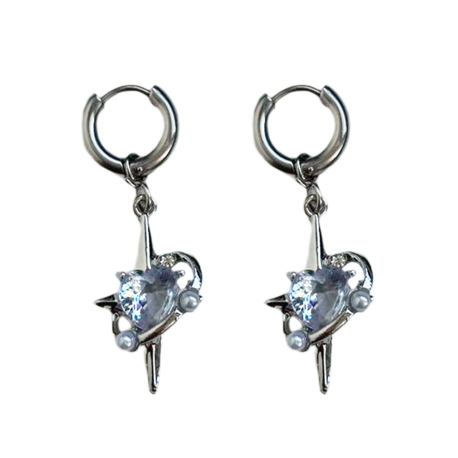 

Fashion Pendant Earring Sweet Cool Heart Star Dangle Earrings Elegant Temperament Small Hoop Earrings Party Jewelry 1