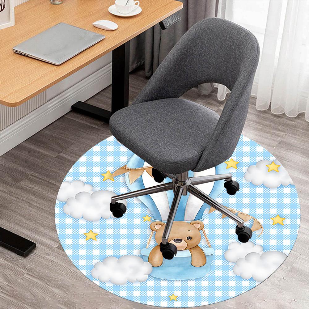 1pc Bear Balloon Round Chair mat Area Rug - Non-Slip, Floor Mat for Office, Bedroom, and Indoor Decor c1125160