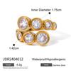 Stainless Steel Zirconia Open Ring, High-end Finger Ring, Titanium Steel Hand Accessory