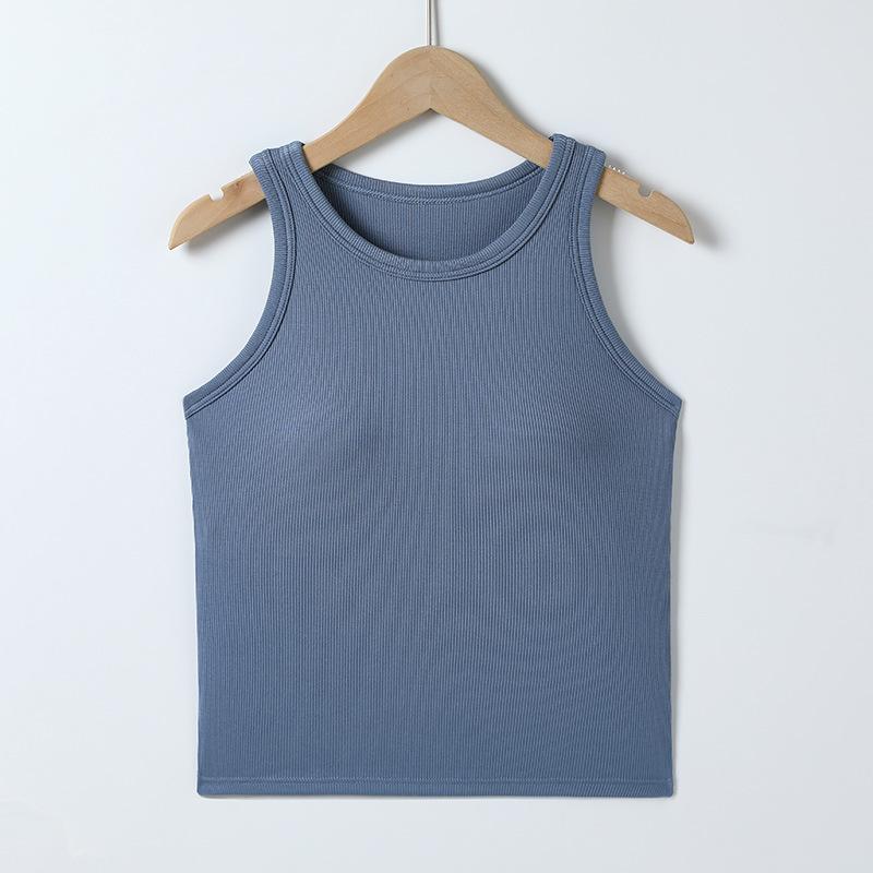Women's Seamless Sleeveless Vest with Built-in Bra - No Underwire, Slimming Fit
