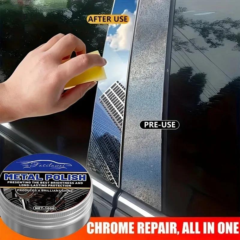 Neuer Chrom-Glanz-Restaurator für Autofenster & Metalloberflächen - Rostentferner und Polierpaste, Entfernt Flecken & Oxidation, Resto