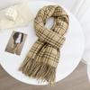 Korean Style Plaid Scarf Faux Cashmere Thick Warm Unisex Scarf