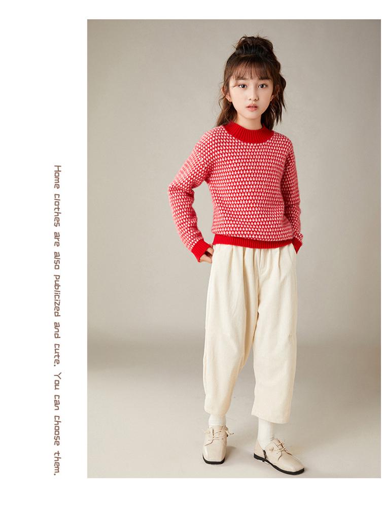 Kinder Pullover aus reiner Wolle mit Rundhalsausschnitt - Dick gestricktes warmes Oberteil für Jungen und Mädchen, Herbst/Winter Stil
