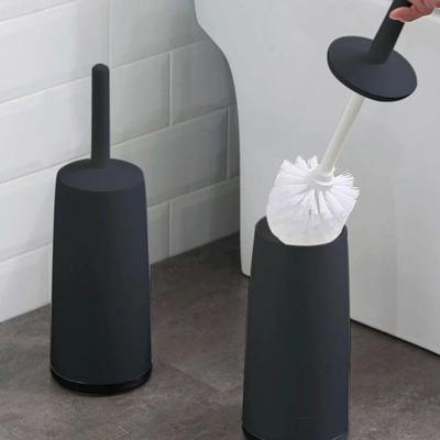 Long Handle Toilet Brush with Standing Holder, Anti Splash Plastic WC Barthroom Accessories