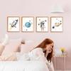 VIIJJUE Space Nursery Decor, Outer Space Rocket Astronaut Planets Wall Art Prints Set of 4, Decor for Boys Room, Solar System Wall Art for Nursery