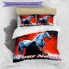 3PC Custom Name Rider White Horse Bedding Set Duvet Cover Closure Includes 1 Duvet Cover & 2 Pillowcases for Bedroom