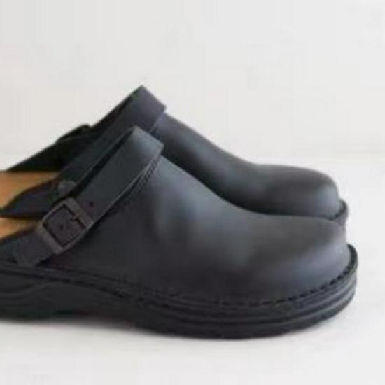 Men's Plus Size Peep Toe Buckle Strap Sandals - Wedge Heel (Size 48)