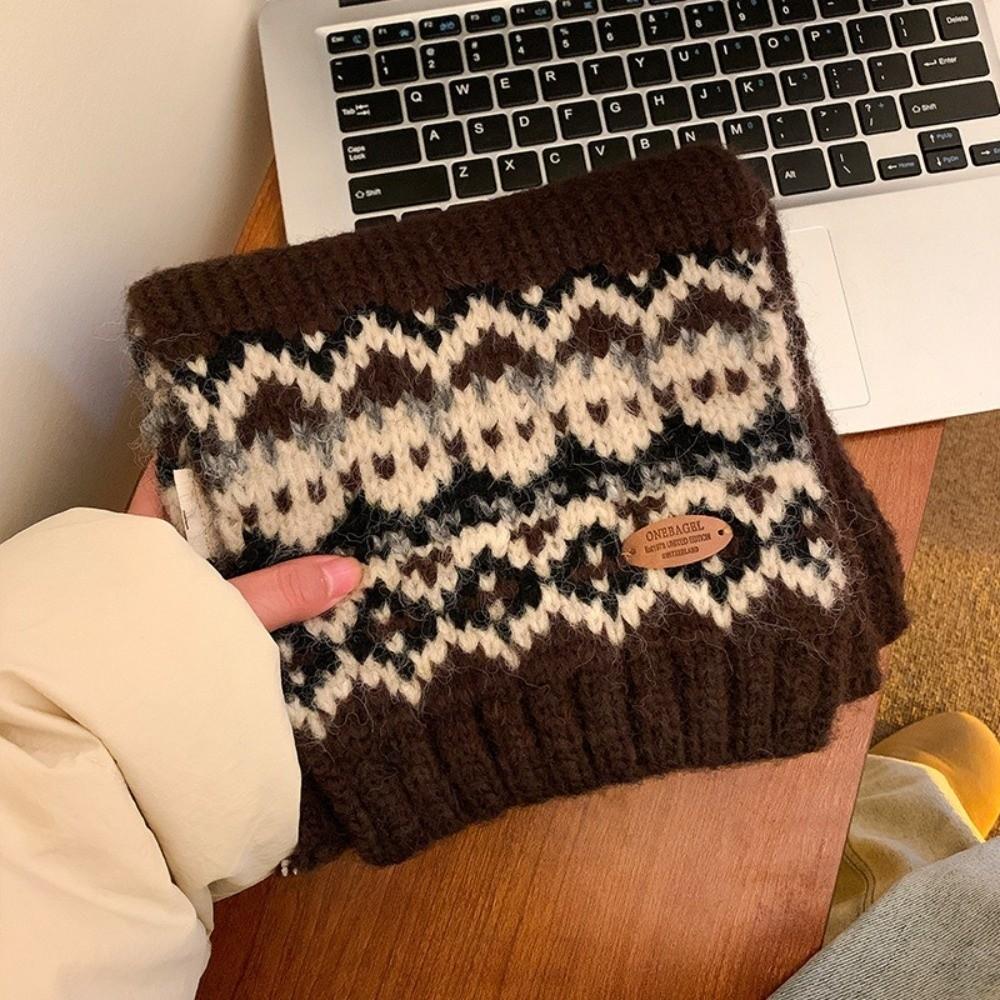 Casual Thicken Jacquard Knitted Scarf Neck Cover Long Thermal Neck Warmer Soft Windproof Wrap Shawls
